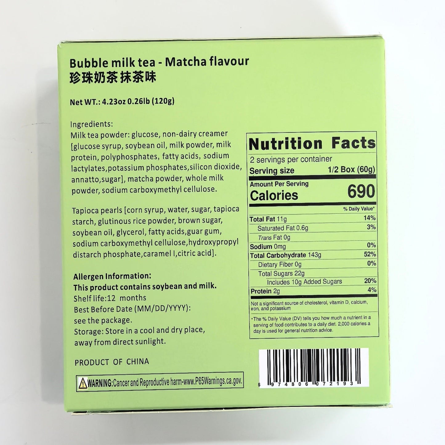 Bubble Milk Tea Matcha Flavor